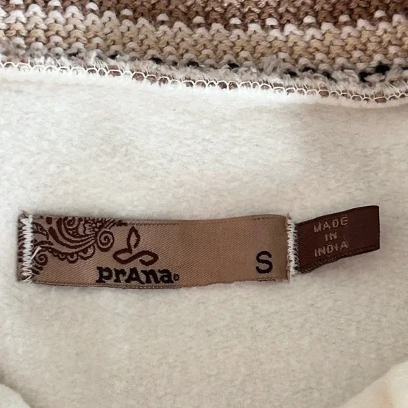 PRANA Women's Rowen Jacket Cream Waffle Knit Yoke Mid Length Fleece Coat Size S - Picture 9 of 12